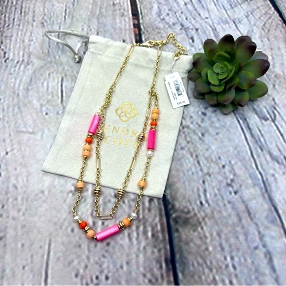 ✨BRAND NEW! Kendra Scott Rachel Gold Multi Strand Necklace In Pink Mix.